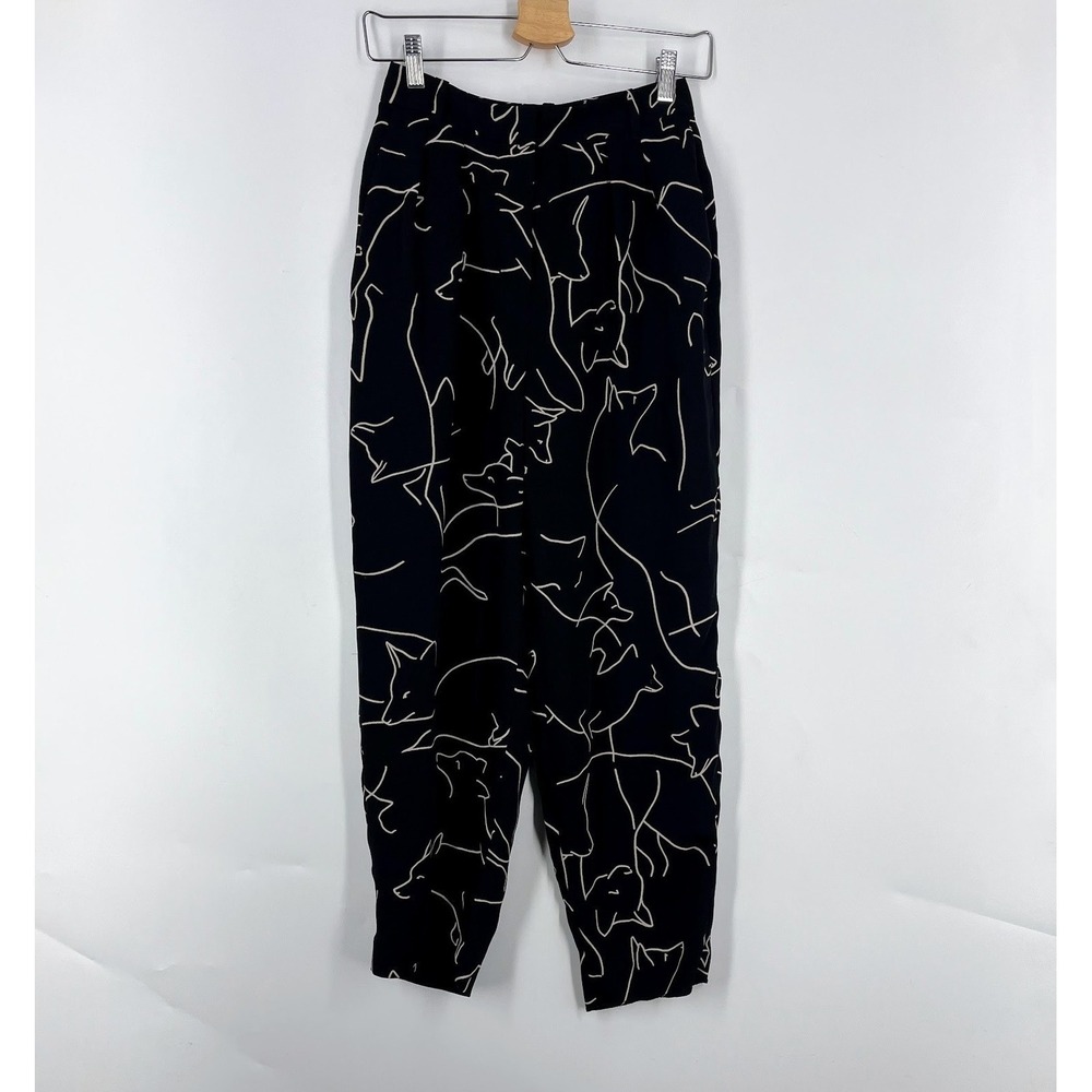 Aritzia By Babaton Fox Cat Pleated High Waisted Tapered Trousers Pants Size 2